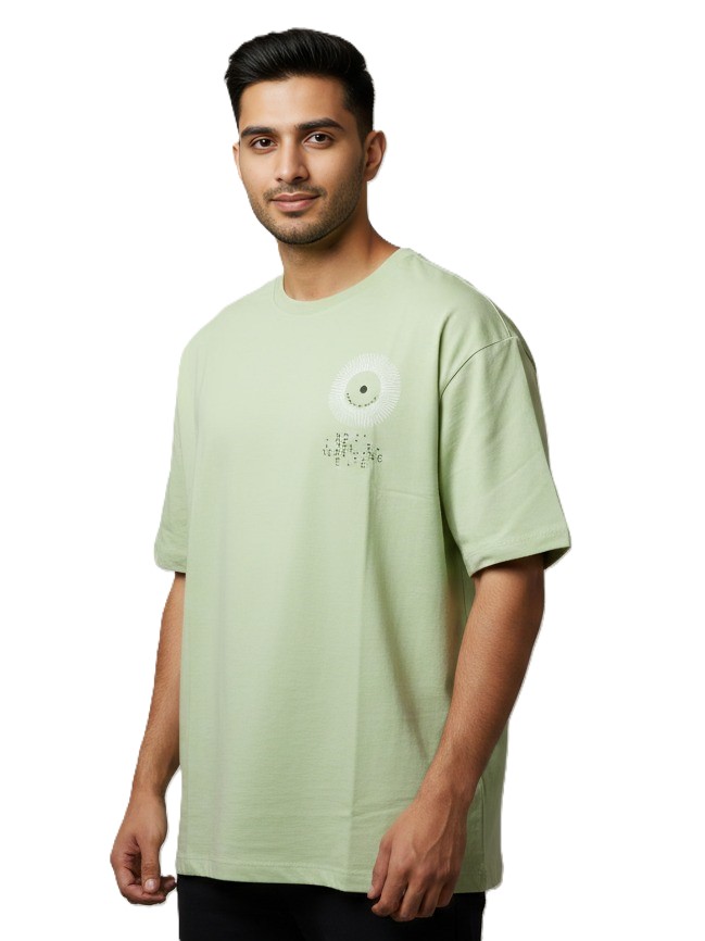 Mastertrait Men’s Sage Green Oversized Graphic Printed T-Shirt – Premium Cotton Streetwear Fit