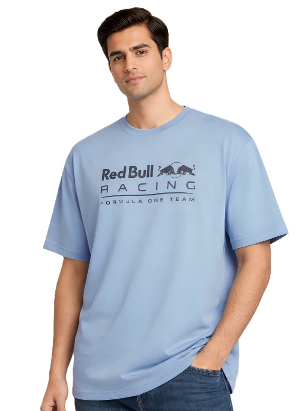 Mastertrait Men’s Sky Blue Oversized Racing Graphic Printed T-Shirt – Premium Cotton Blend Streetwear Fit