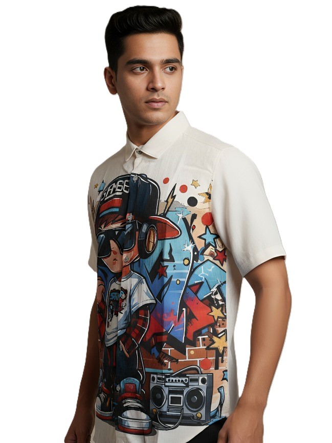 MASTERTRAIT Men’s Urban Graphic Printed Shirt | Street Style Cartoon Design