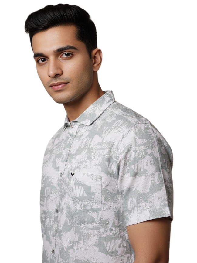 MASTERTRAIT Men’s Urban Fade Printed Shirt | Grey Texture Street Pattern