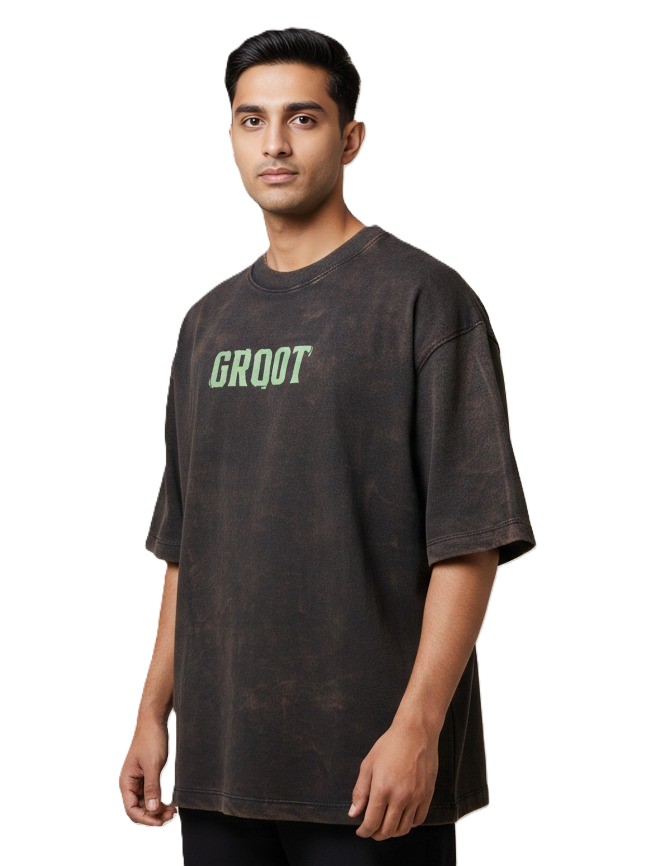 Mastertrait Men’s Vintage Wash Oversized Groot Graphic Printed T-Shirt – Premium Cotton Streetwear Fit