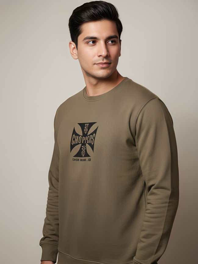 MASTERTRAIT Premium Olive Green Printed Sweatshirt – West Coast Choppers Graphic
