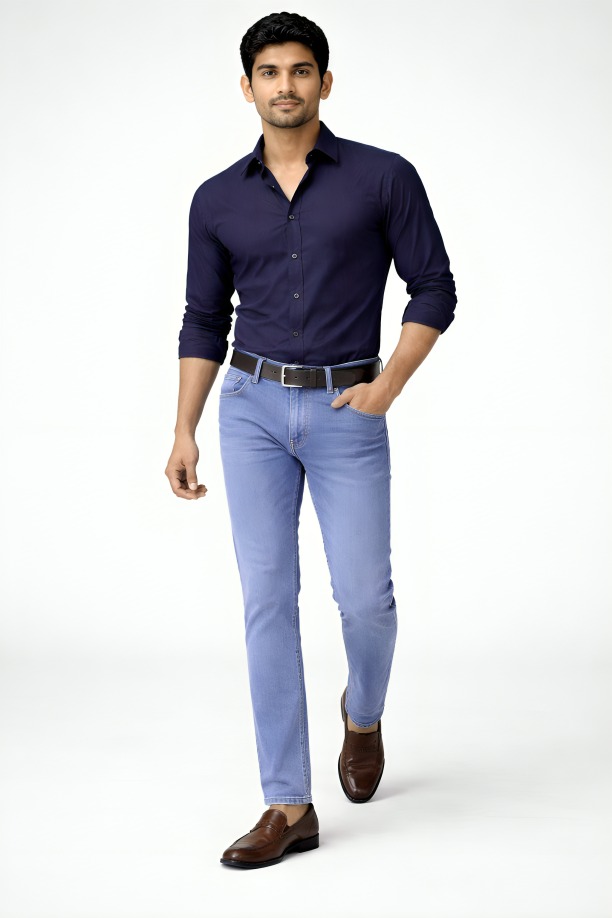 Mastertrait AzureFit Slim Straight Dark Blue Denim Jeans for Men