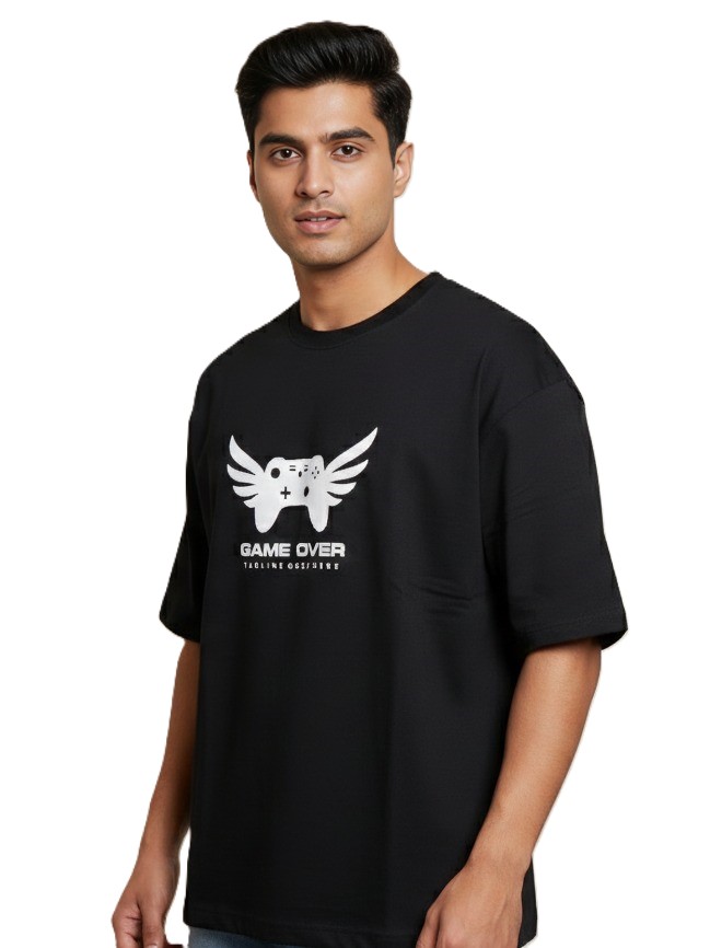 Mastertrait Men’s Black Oversized Graphic Printed T-Shirt – Premium Cotton Streetwear Fit