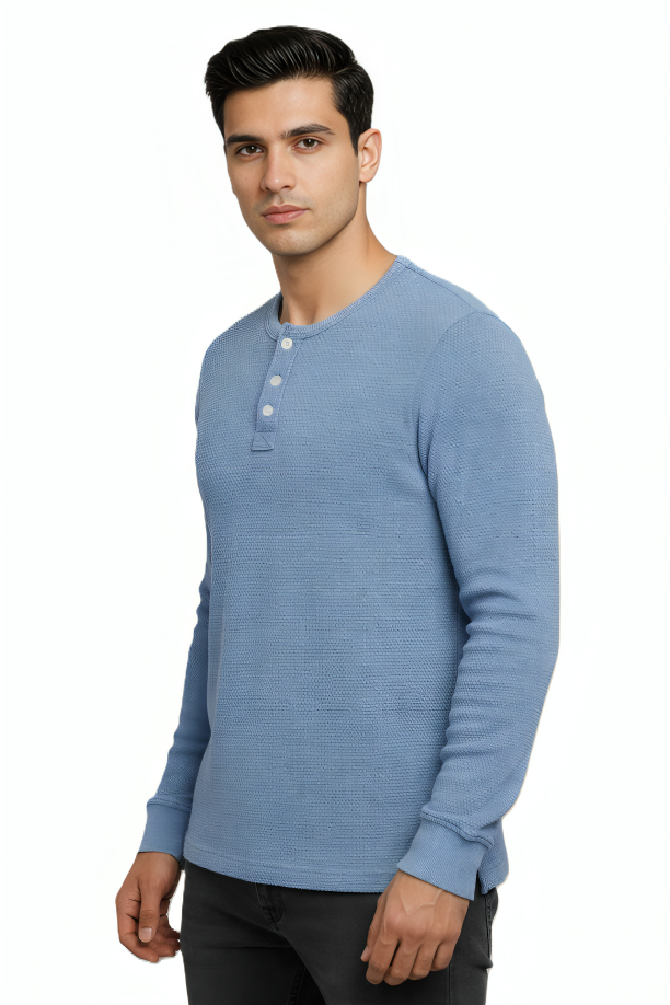 Mastertrait Horizon Series Essential Dust Cerulean Textured Henley