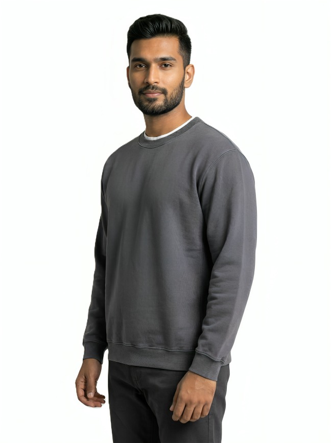 MASTERTRAIT Premium Solid Steel  Sweatshirt – Full Sleeve Round Neck Minimal Casual Wear