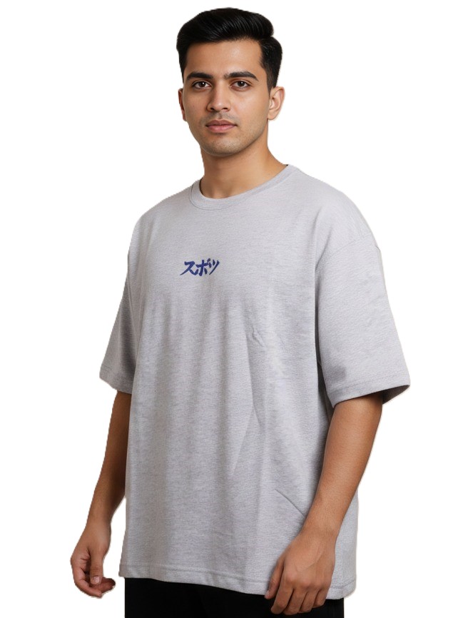 Mastertrait Men’s Light Grey Oversized Graphic Printed T-Shirt – Premium Cotton Streetwear Fit
