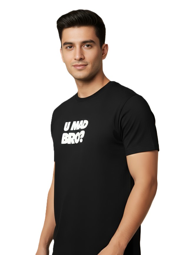 Mastertrait Men’s Graphic Printed T-Shirt U Mad Bro Front  Cartoon Design Cotton Round Neck Casual Tee for Men