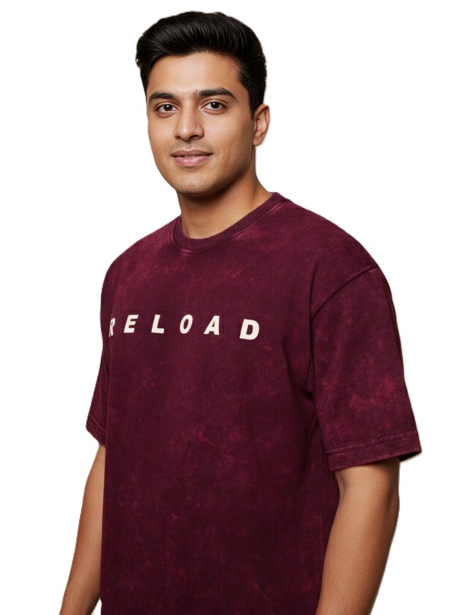 Mastertrait Men’s Vintage Wash Maroon Oversized Graphic Printed T-Shirt – Premium Cotton Streetwear Fit