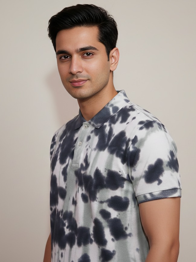 Tie-Dye Printed Polo T-Shirt