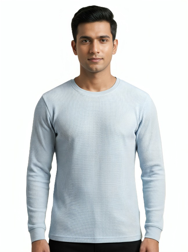 Mastertrait Evergreen Waffle-Knit Raw-Edge Round Neck Statement Tee